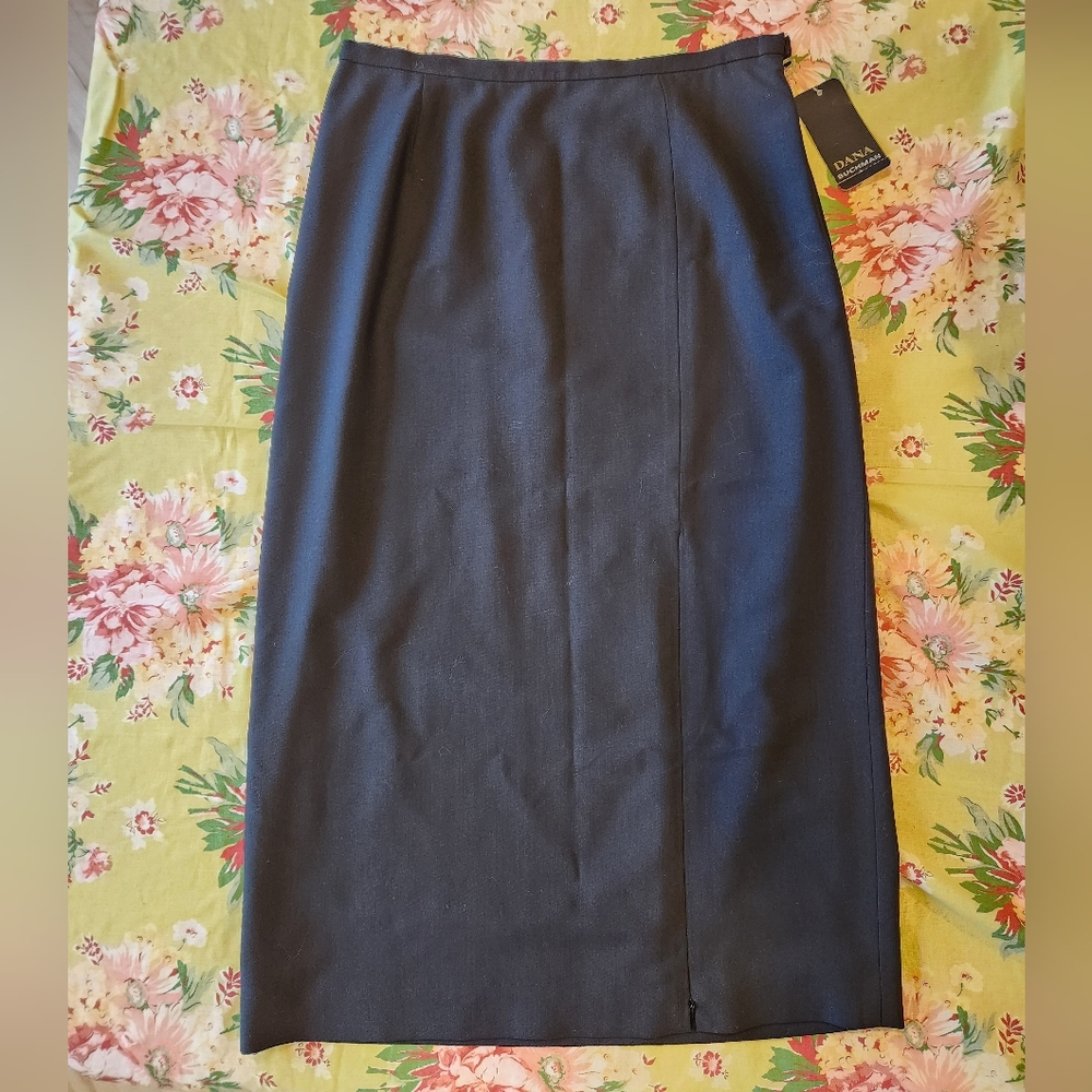 New W Tags Dana Buchman Maxi Pencil Skirt Zippered Slit Black 10